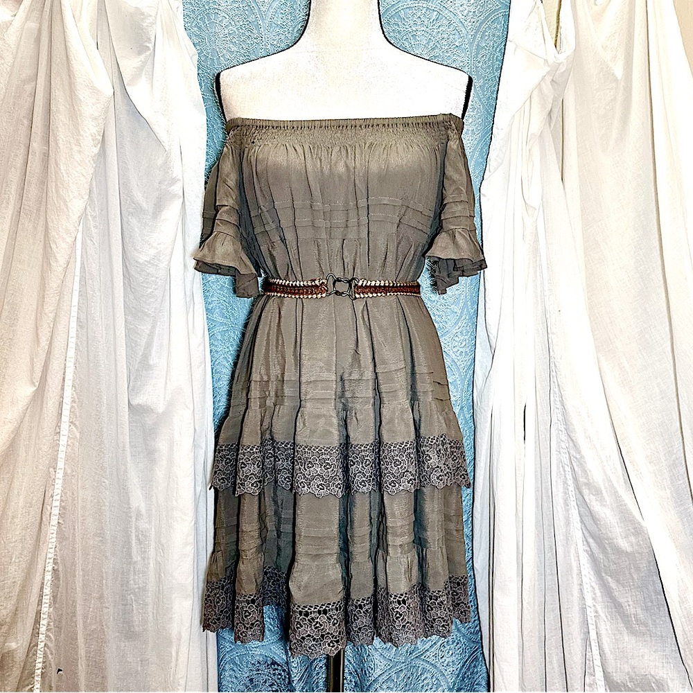 Muche Et Muchette Esmeralda Off The Shoulder Swing Mini Dress #D4 - Picture 9 of 10